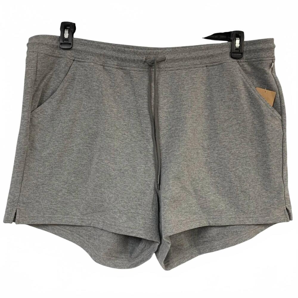 NEW EDDIE BAUER women's drawstring cozy camp fleece shorts in heathered gray